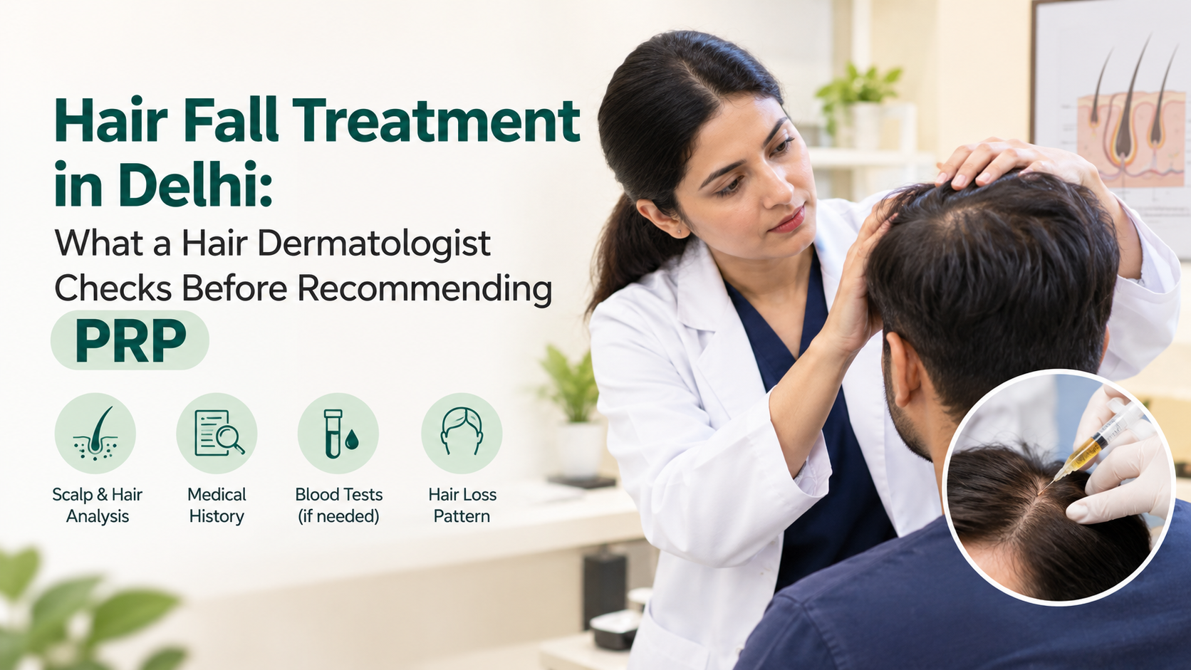 Hair Fall Treatment in Delhi: What a Hair Dermatologist Checks Before Recommending PRP